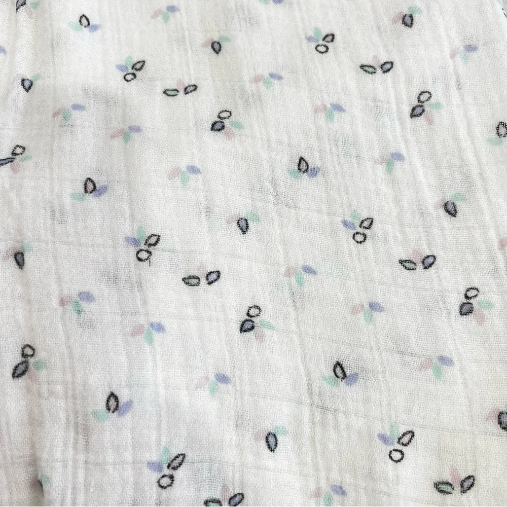 aden + anais White Floral Blanket Pink Accents Muslin Swaddle 44" X 45" Comfy - Picture 5 of 6